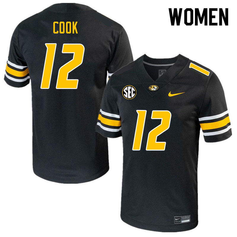 Women #12 Brady Cook Missouri Tigers College 2023 Football Stitched Jerseys Sale-Black - Click Image to Close
